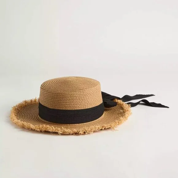Torrid - Frayed Edge Boater Hat in Natural - Picture 2 of 9